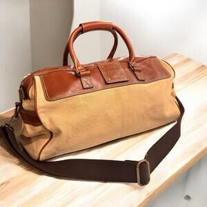 Vintage Fossil Large Leather And Canvas Duffle Travel Bag